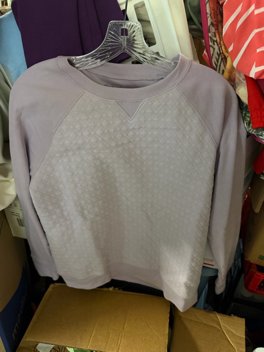 Eddie Bauer Lavender Quilted Front Sweatshirt